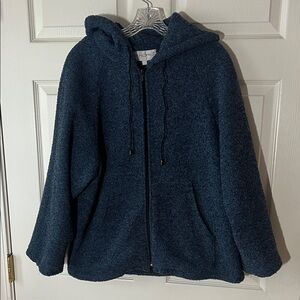 Sandro Textured‎ Blue Hoodie Full Zip Up Jacket, Sz L/XL